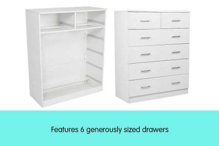 Tallboy Dresser 6 Chest of Drawers Cabinet 85 x 39.5 x 105 - Image 4