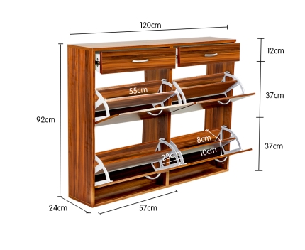 Shoe Cabinet Organizer Storage Rack 1200 x 240 x 920 - Brown - Image 5
