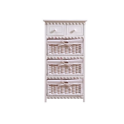 Bedroom Storage Dresser Chest 5 Drawers 3 Wicker Basket Cabinet - Image 3