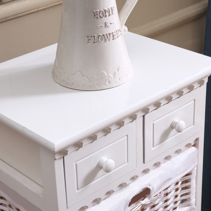 Bedroom Storage Dresser Chest 5 Drawers 3 Wicker Basket Cabinet - Image 4