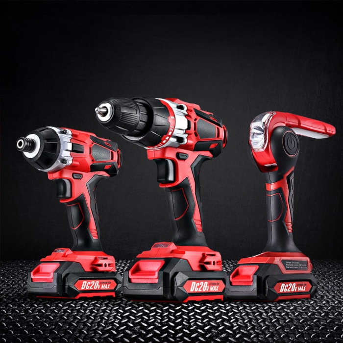 GIANTZ 20V Lithium Drill Kit Cordless Impact Drill Impact Driver LED Torch Bag