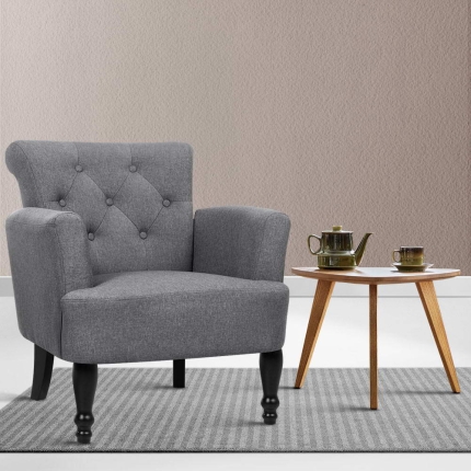 Artiss French Lorraine Chair Retro Wing - Grey - Image 7