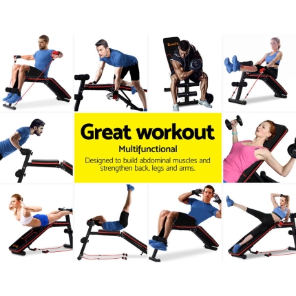 Everfit Adjustable FID Weight Bench Fitness Flat Incline Gym Home Steel Frame - Image 4