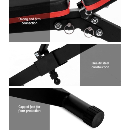 Everfit Adjustable FID Weight Bench Fitness Flat Incline Gym Home Steel Frame - Image 5