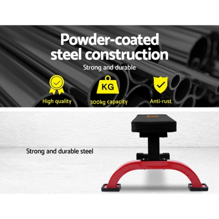 Everfit Fitness Flat Bench Weight Press Gym Home Strength Training Exercise - Image 4