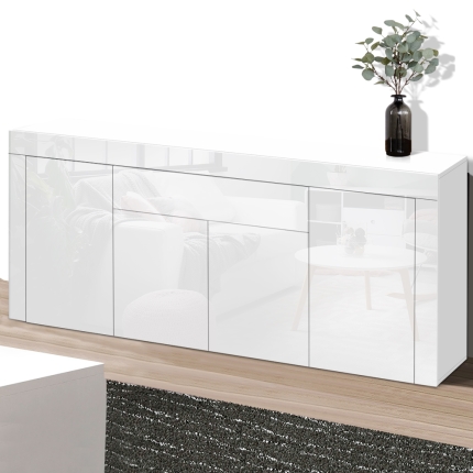 Artiss Buffet Sideboard Cabinet High Gloss Storage 4 Doors Cupboard Hall White - Image 7