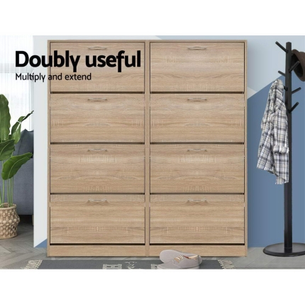 Artiss Shoe Cabinet Shoes Storage Rack Organiser 60 Pairs Wood Shelf Drawer - Image 6