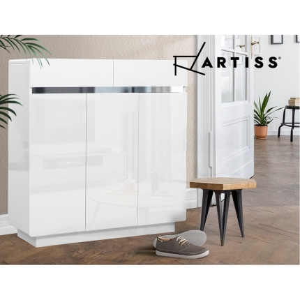 Artiss Shoe Cabinet Shoes Storage Rack High Gloss Organiser Drawer Cupboard Door - Image 6