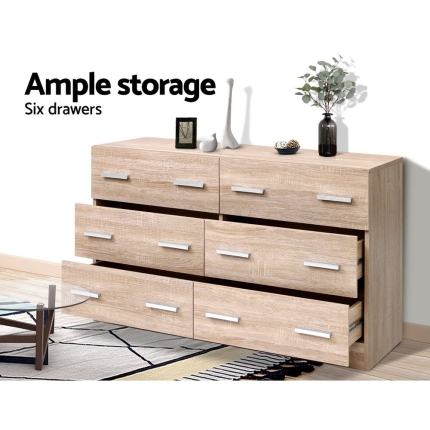 Artiss 6 Chest of Drawers Cabinet Dresser Table Tallboy Lowboy Storage Wood - Image 3