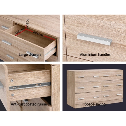 Artiss 6 Chest of Drawers Cabinet Dresser Table Tallboy Lowboy Storage Wood - Image 5