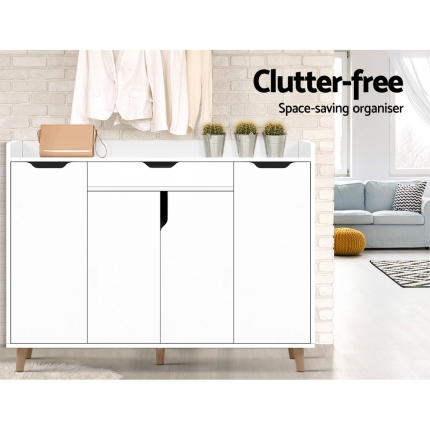 Artiss Shoe Cabinet Shoes Storage Rack 120cm Organiser White Drawer Cupboard - Image 4