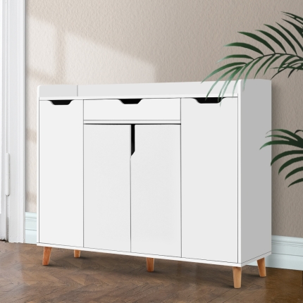 Artiss Shoe Cabinet Shoes Storage Rack 120cm Organiser White Drawer Cupboard - Image 7