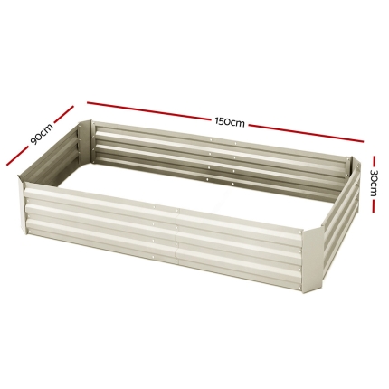 Greenfingers 2x Galvanised Steel Raised Garden Bed Instant Planter Cream 150cmx90cm - Image 2