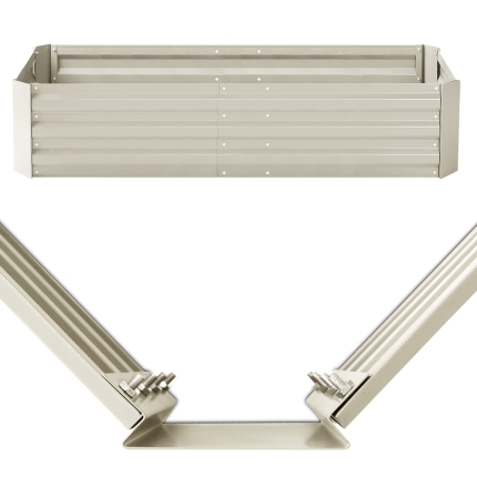 Greenfingers 2x Galvanised Steel Raised Garden Bed Instant Planter Cream 150cmx90cm - Image 3