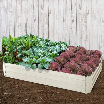 Greenfingers 2x Galvanised Steel Raised Garden Bed Instant Planter Cream 150cmx90cm - Image 7