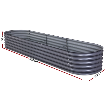 Greenfingers 320X80X42CM Galvanised Raised Garden Bed Steel Instant Planter - Image 2