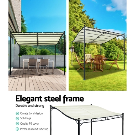 Instahut 3x2.5m Gazebo Party Wedding Marquee Tent Shade Iron Art Canopy Camping - Image 5