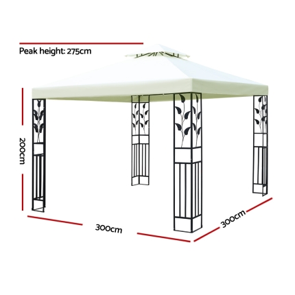Instahut 3x3m Gazebo Party Wedding Event Marquee Tent Shade Iron Art Canopy - Image 2