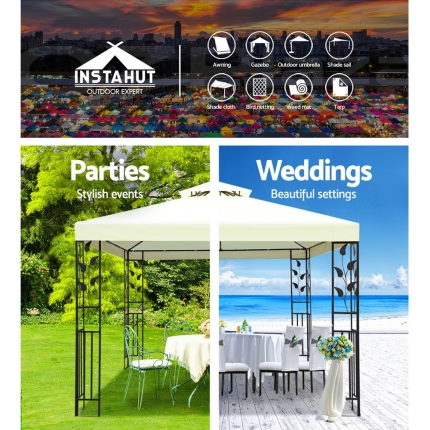 Instahut 3x3m Gazebo Party Wedding Event Marquee Tent Shade Iron Art Canopy - Image 4