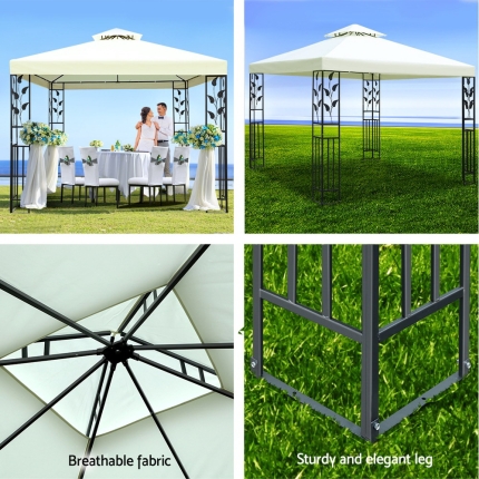 Instahut 3x3m Gazebo Party Wedding Event Marquee Tent Shade Iron Art Canopy - Image 5
