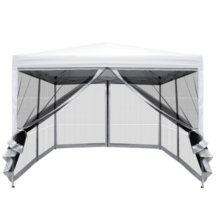 Instahut Gazebo Pop Up Marquee 3x3m Wedding Mesh Side Wall Outdoor Gazebos White - Image 3