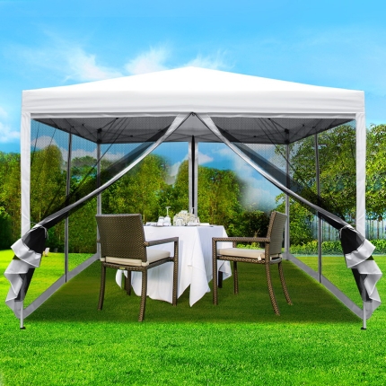 Instahut Gazebo Pop Up Marquee 3x3m Wedding Mesh Side Wall Outdoor Gazebos White - Image 7