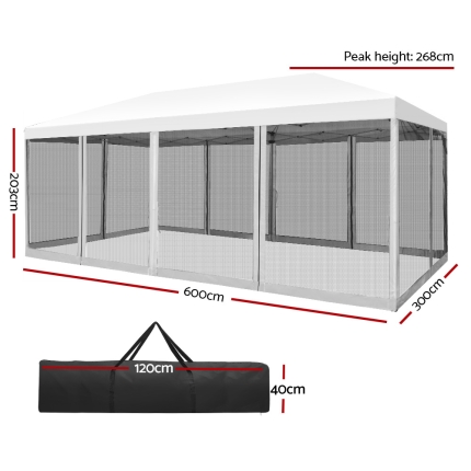 Instahut Gazebo Pop Up Marquee 3x6m Wedding Mesh Side Wall Outdoor Gazebos White - Image 2