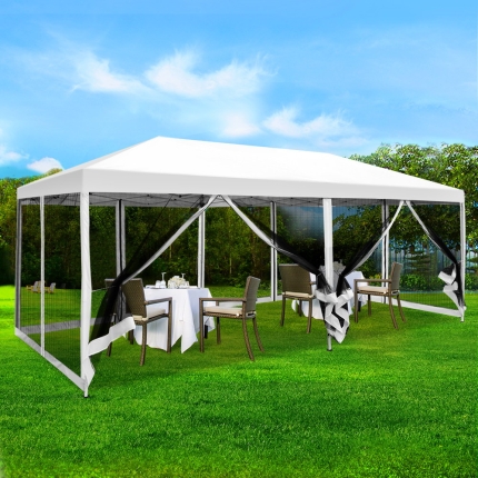 Instahut Gazebo Pop Up Marquee 3x6m Wedding Mesh Side Wall Outdoor Gazebos White - Image 7