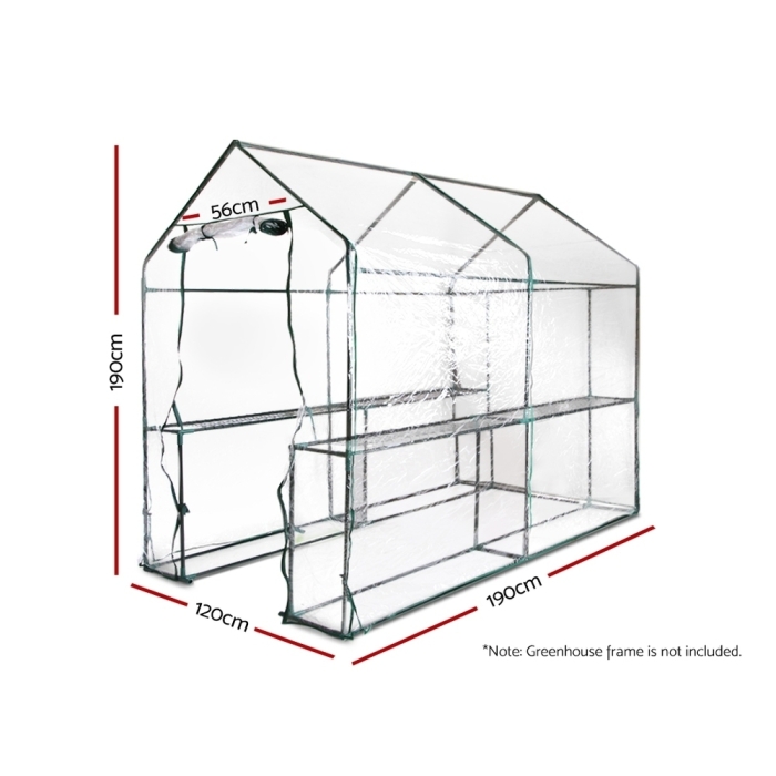 Greenfingers 1.9x1.2x1.9M Walk In Replacement Greenhouse Shed - PVC Cover Only