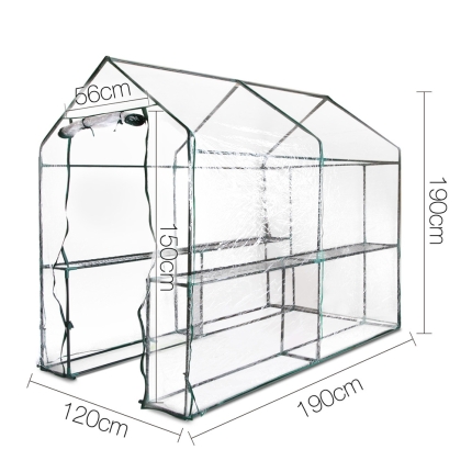 Greenfingers Greenhouse Garden Shed Green House 1.9X1.2M Storage Greenhouses Clear - Image 2