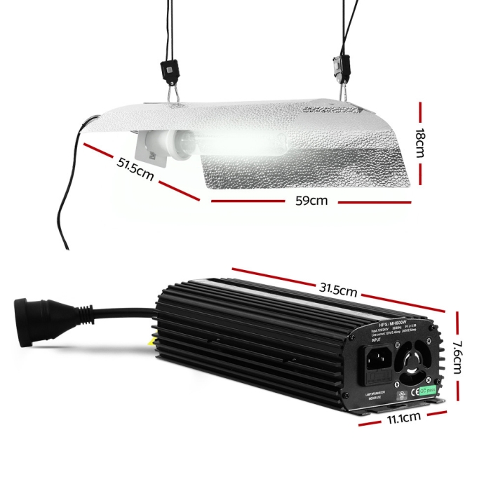 Greenfingers 600W HPS MH Grow Light Kit Digital Ballast Reflector Hydroponic Grow System Kit