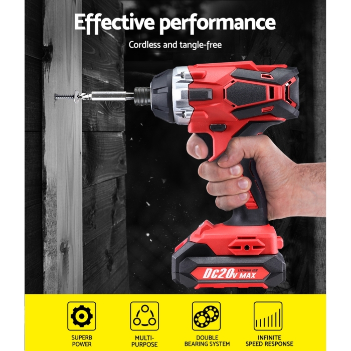 GIANTZ Impact Driver Cordless 20V Lithium Battery Electric Screwdriver Hex Tool