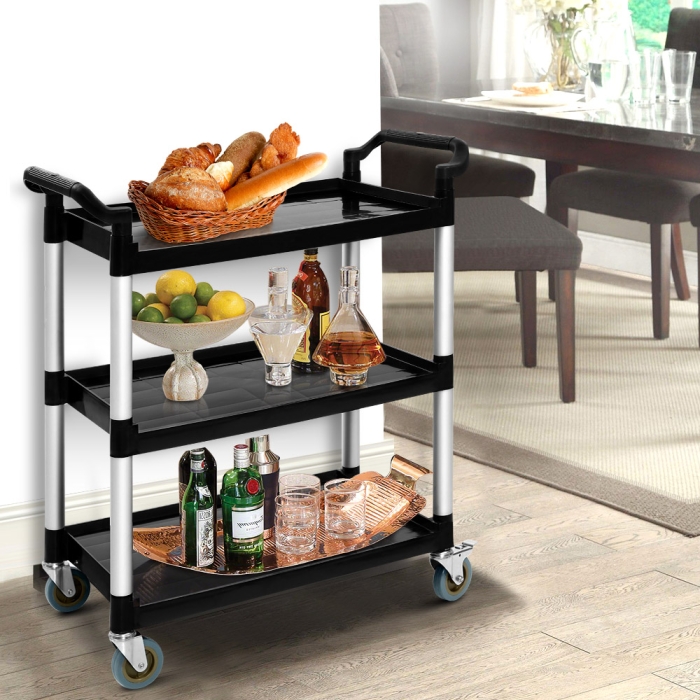 Emajin Service Cart Restaurant Trolley Kitchen Serving Catering Large Shelf