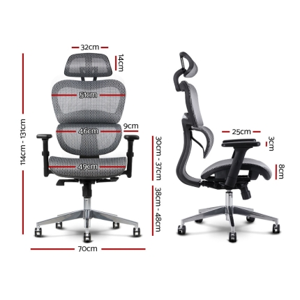 Artiss Office Chair Computer Gaming Chair Mesh Net Seat Grey - Image 2