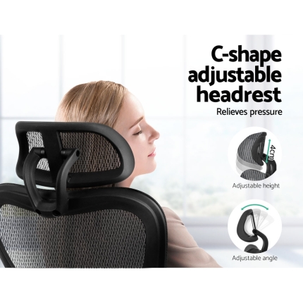 Artiss Office Chair Computer Gaming Chair Mesh Net Seat Grey - Image 4