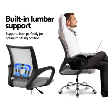 Artiss Office Chair Gaming Chair Computer Mesh Chairs Executive Mid Back Grey - Image 3