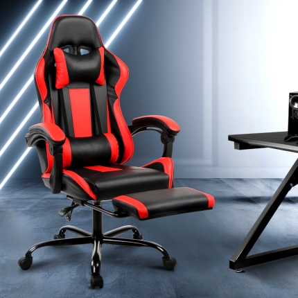 Gaming Office Chair Computer Seating Racer Black and Red - Image 7