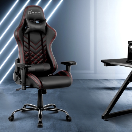 Artiss Gaming Office Chairs Computer Desk Racing Recliner Executive Seat Black - Image 8