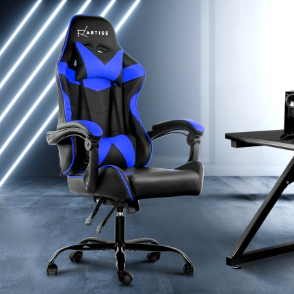 Artiss Gaming Office Chairs Computer Seating Racing Recliner Racer Black Blue - Image 7