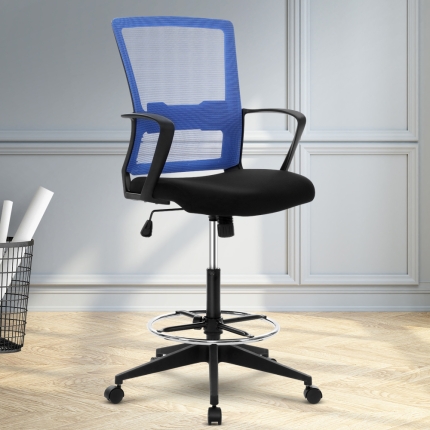 Artiss Office Chair Veer Drafting Stool Mesh Chairs Black Standing Chair Stool - Image 7