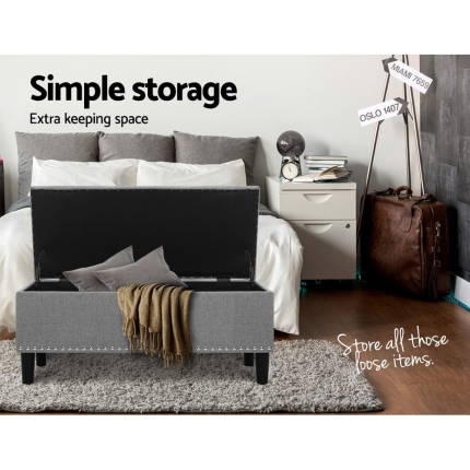 Artiss Storage Ottoman Blanket Box Linen Fabric Chest Foot Stool Toy Bench Grey - Image 6
