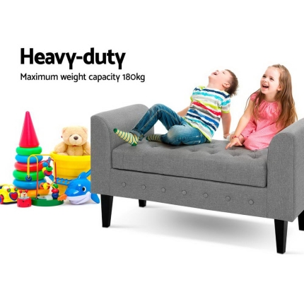 Artiss Storage Ottoman Blanket Box Linen Fabric Bed Foot Stool Chest Toy Bench - Image 3
