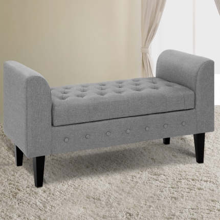 Artiss Storage Ottoman Blanket Box Linen Fabric Bed Foot Stool Chest Toy Bench - Image 7