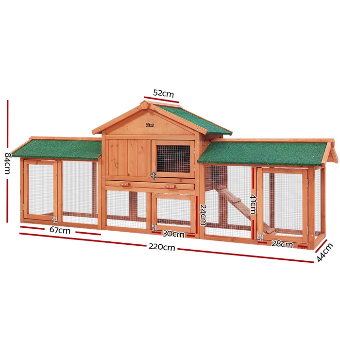 i.Pet Rabbit Hutch Hutches Large Metal Run Wooden Cage Chicken Coop Guinea Pig