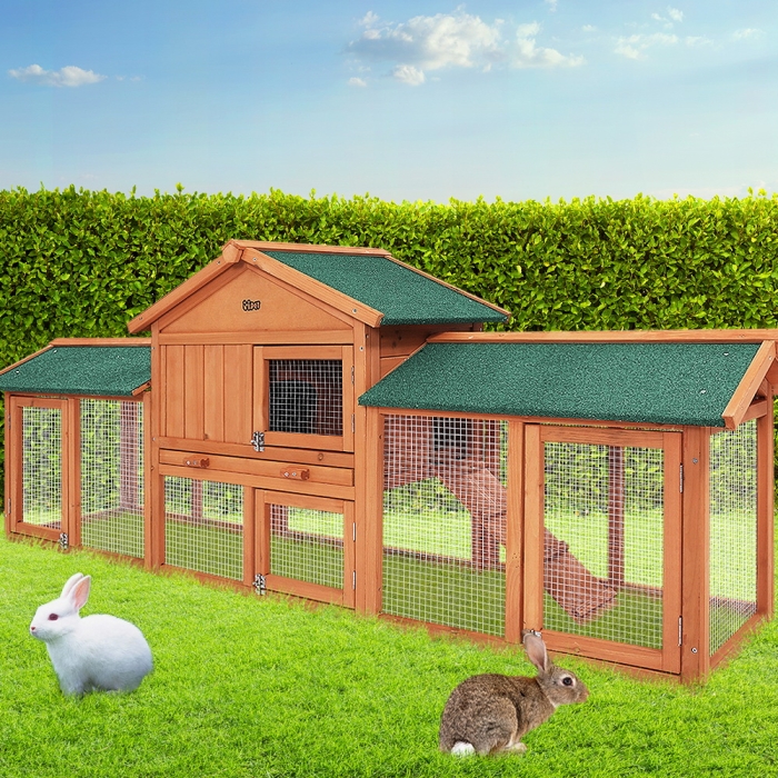 i.Pet Rabbit Hutch Hutches Large Metal Run Wooden Cage Chicken Coop Guinea Pig