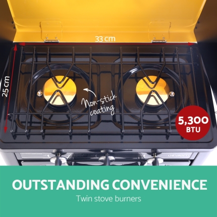 Devanti 3 Burner Portable Oven - Black & Yellow - Image 4