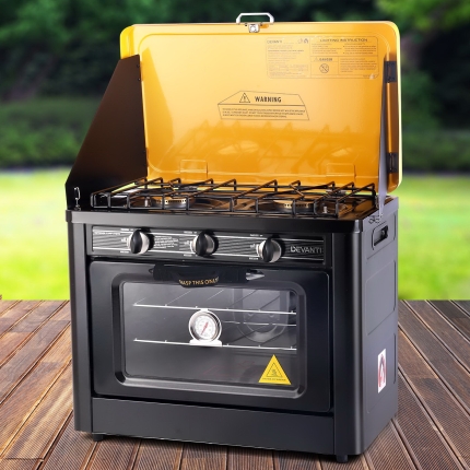Devanti 3 Burner Portable Oven - Black & Yellow - Image 7
