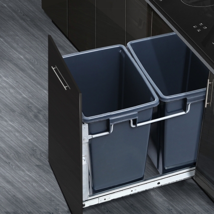 Devanti 2x15L Pull Out Bin Door Mount Kitchen Rubbish Bin Grey - Image 7