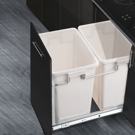 Devanti 2x15L Pull Out Bin Door Mount Kitchen Rubbish Bin White - Image 7