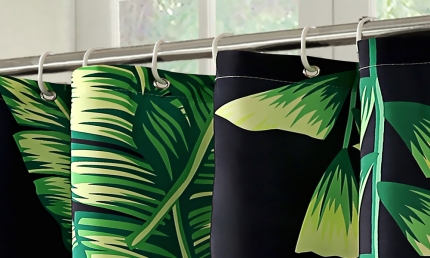 Polyester Waterproof Bathroom Shower Curtain Palm 180x200cm - Image 5